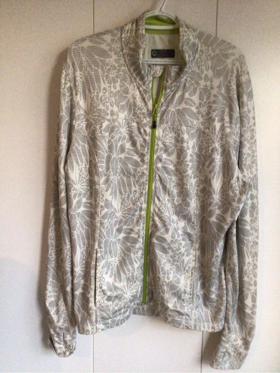 Mondetta Jackets & Blazers - Mondetta Light Gray Floral Bomber Jacket with Lime Zip